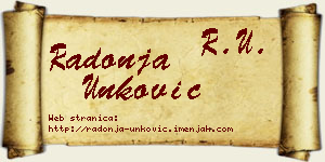 Radonja Unković vizit kartica